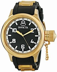 Invicta Russian Diver Black Dial Black Polyurethane Men's Watch 1436
