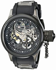 Invicta Russian Diver Mechanical Black Skeleton Dial Black Polyurethane Stainless Steel Men's Watch 17275
