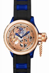 Invicta Russian Diver Mechanical Rose Skeleton Dial Black Polyurethane Men's Watch 17270