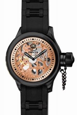 Invicta Russian Diver Rose Skeleton Dial Black Polyurethane Men's Watch 17283