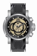 Invicta S1 Rally Chronograph Black and Gold Carbon Fiber Dial Stainless Steel and Black Polyurethane Men's Watch 19321