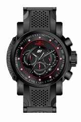 Invicta S1 Rally Chronograph Black Carbon Fiber Dial Black Ion-plated and Black Polyurethane Men's Watch 19323