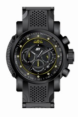 Invicta S1 Rally Chronograph Black Carbon Fiber Dial Black Ion-plated and Black Polyurethane Men's Watch 19324