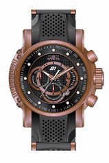 Invicta S1 Rally Chronograph Black Dial Black Silicone Rose Gold-plated Men's Watch 19332