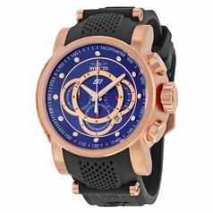 Invicta S1 Rally Chronograph Blue Dial Black Silicone Rose Gold-plated Men's Watch 19333