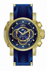Invicta S1 Rally Chronograph Blue Dial Blue Silicone Gold-plated Men's Watch 19330