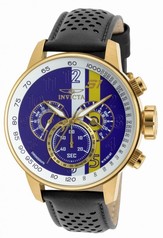 Invicta S1 Rally White and Blue Dial Black Leather Men's Watch 19903