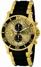 Invicta Sea Spider Chronograph Gold Dial Gold-lated and Black Polyurethane Men's Watch 1478