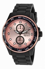 Invicta Signature Chronograph Rose Dial Black Ion-plated Men's Watch 7084