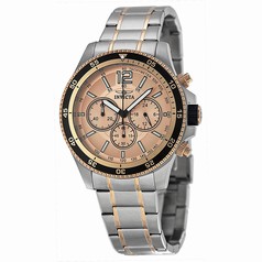 Invicta Specialty Rose Gold Tone Dial Chronograph Two Tone Stainless Steel Men's Watch 13977