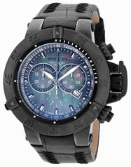 Invicta Subaqua Chronograph Black Mother of Pearl Dial Black Leather Men's Watch 18450