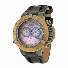 Invicta Subaqua Chronograph Mother of Pearl Dial Black Leather Men's Watch 18448
