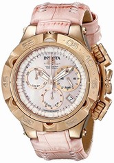 Invicta Subaqua Chronograph Pink Mother of Pearl Dial Pink Leather Ladies Watch 17230