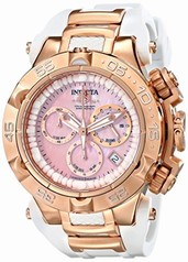 Invicta Subaqua Chronograph Pink Mother of Pearl Dial White Silicone Ladies Watch 17240