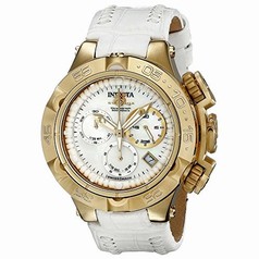 Invicta Subaqua Chronograph White Mother of Pearl Dial White Leather Ladies Watch 17227