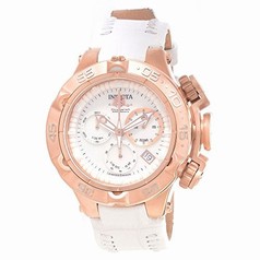 Invicta Subaqua Chronograph White Mother of Pearl Dial White Leather Ladies Watch 17229
