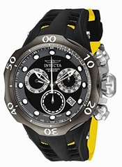 Invicta Venom Chronograph Black and Grey Dial Black and Yellow Silicone Men's Watch 16996
