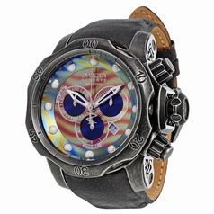 Invicta Venom Chronograph Brown and Blue Rainbow Dial Distressed Black Leather Men's Watch 15956