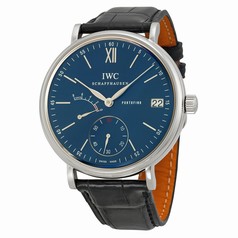IWC Portofino Blue Dial Black Leather Men's Watch IW510106