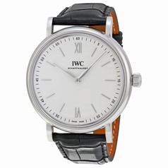 IWC Portofino Silver Dial Stainless Steel Black Leather Men's Watch 5111-02