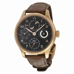 IWC Portuguese Perpetual Calendar Hemisphere Moonphase 18kt Rose Gold Brown Leather Men's Watch IWC5021-22