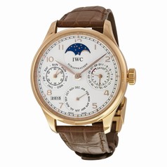 IWC Portuguese Perpetual Calendar White Dial 18K Rose Gold Automatic Men's Watch IW502302