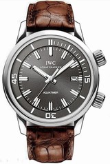 IWC Vintage Aquatimer Slate Grey Dial 18kt White Gold Brown Leather Men's Watch IW323104