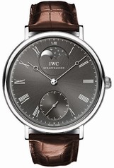 IWC Vintage Portofino Grey Dial 18kt White Gold Brown Leather Men's Watch IW544804