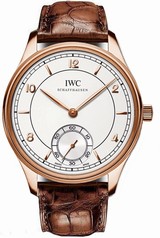 IWC Vintage Portuguese Silver Dial 18kt Rose Gold Brown Leather Men's Watch IW544503