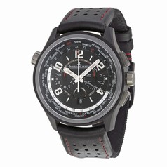 Jaeger LeCoultre Amvox Worldtime Automatic Chronograph Black Dial Black Leather Men's Watch Q193A470