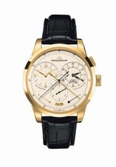Jaeger LeCoultre Duometre Cream Dial 18kt Yellow Gold Black Alligator Leather Men's Watch Q6011420