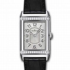 Jaeger LeCoultre Grande Reverso Silver Dial Black Leather Ladies Watch Q3208423