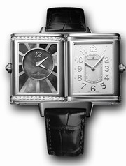 Jaeger LeCoultre Grande Reverso Silver Dial Stainless Steel Black Leather Men's Watch Q3308421