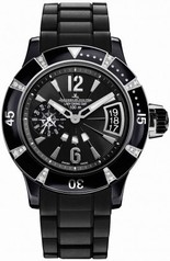 Jaeger LeCoultre Master Compressor Diving GMT Black Dial Ceramic Diamond Ladies Watch Q189C770