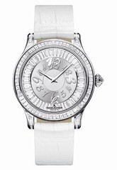 Jaeger LeCoultre Master Control Twinkling Diamond Silver Dial 18kt White Gold Diamond White Leather Ladies Watch Q1203402