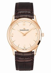 Jaeger LeCoultre Master Ultra Thin Off White Dial 18kt Rose Gold Brown Leather Men's Watch Q1342420