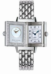 Jaeger LeCoultre Reverso Duetto Silver Dial 18kt White Gold Diamond Ladies Watch Q2663103