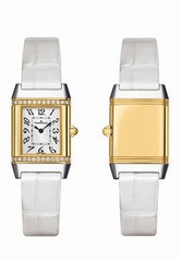 Jaeger LeCoultre Reverso Lady Silver Dial 18kt Yellow Gold White Leather Ladies Watch Q2655430
