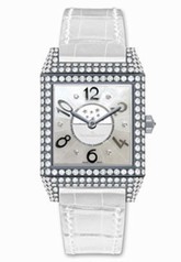 Jaeger LeCoultre Reverso Squadra Lady Duetto Silver Dial 18kt White Gold White Leather Ladies Watch Q7053402