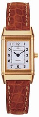 Jaeger LeCoultre Reverso White Dial 18kt Gold Leather Ladies Watch Q2611410