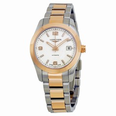 Longines Conquest Automatic Silver Dial 18kt Rose Gold Stainless Steel Ladies Watch L22855767