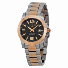 Longines Conquest Black Dial Steel and Rose Gold Automatic Ladies Watch L32765567
