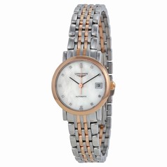 Longines Elegance Monther of Pearl Stainless Steel and Rose Gold Ladies Watch L43095877