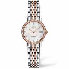 Longines Eleganrt Collection Mother Of Pearl Dial Stainless Steel and 18k Rose Gold Band Automatic Ladies Watch L43095887