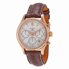 Longines Heritage Automatic Chronograph Silver Dial 18kt Rose Gold Brown Leather Men's Watch L2.742.8.76.2