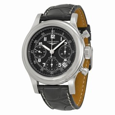 Longines Heritage Chronograph Black Dial Black Leather Men's Watch L27454534