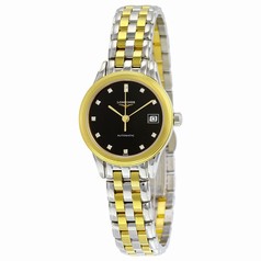 Longines Les Grandes Classiques Flagship Black Dial Silver - Gold Stainless Steel Automatic Ladies Watch L42743577