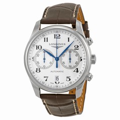 Longines Master Chronograph Silver Dial Brown Leather Men's Watch L26294783