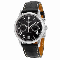 Longines Master Collection Chronograph Automatic Black Dial Black Leather Men's Watch L2.669.4.51.7