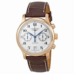 Longines Master Collection Silver Dial 18kt Rose Gold Brown Leather Men's Watch L26698783